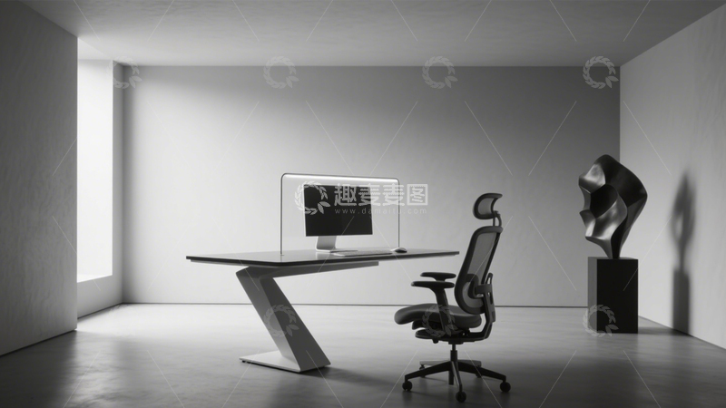 高清大图下载【趣麦麦图】简约极简办公区1