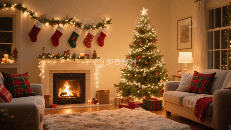 高清大图下载【趣麦麦图】温馨圣诞节日客厅3