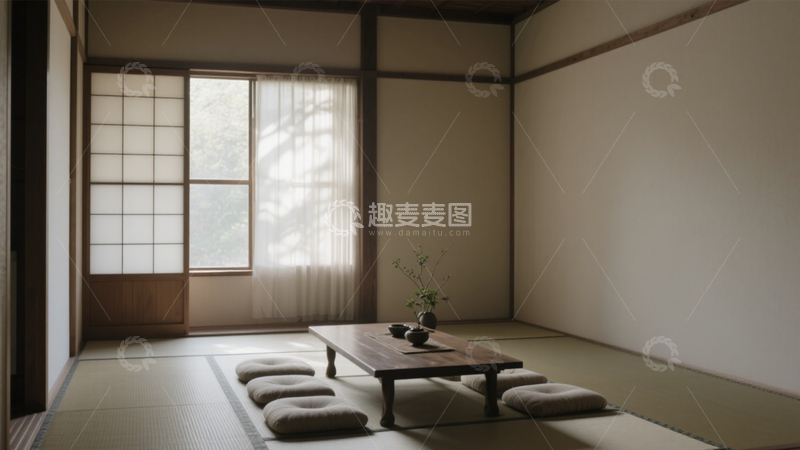 高清大图下载【趣麦麦图】禅意日式榻榻米茶室3