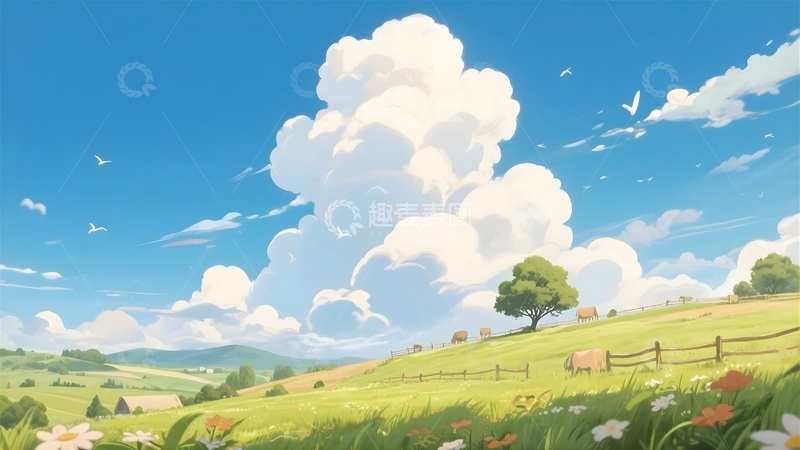 高清大图下载【趣麦麦图】田园风景背景1