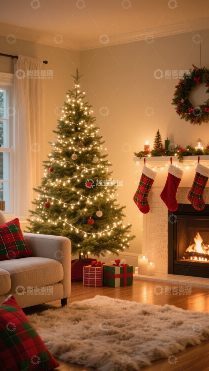 高清大图下载【趣麦麦图】温馨圣诞节日客厅