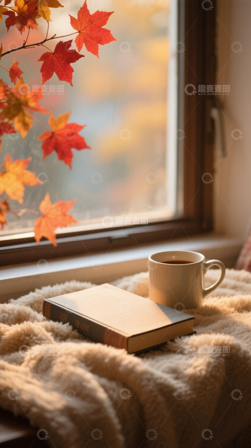高清大图下载【趣麦麦图】静谧秋日阅读窗台
