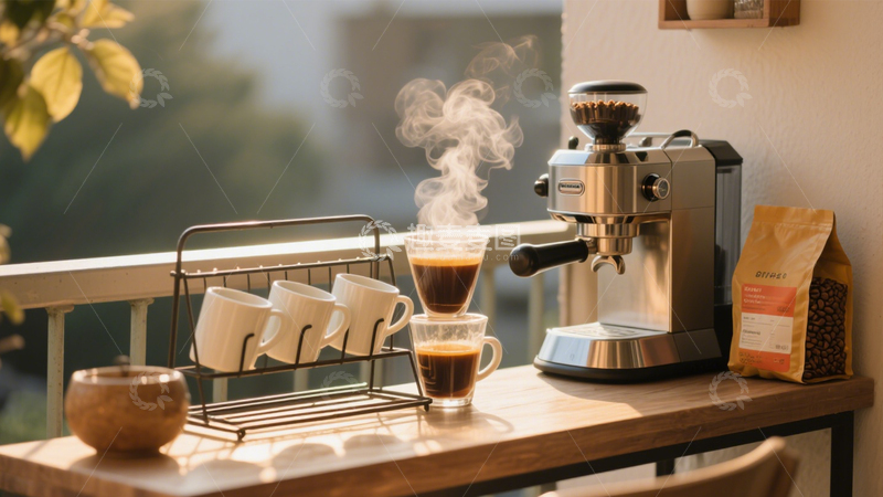 高清大图下载【趣麦麦图】落日治愈阳台咖啡角2