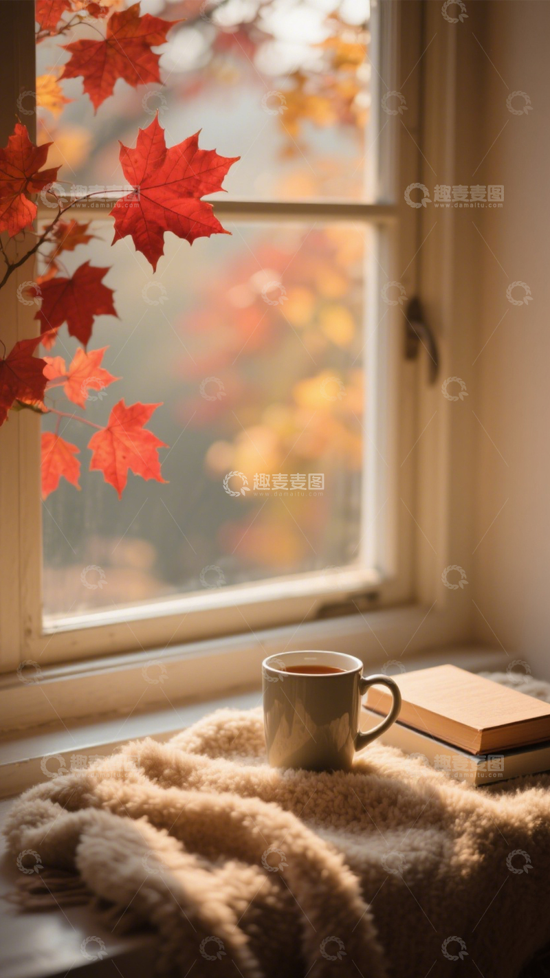 高清大图下载【趣麦麦图】静谧秋日阅读窗台1