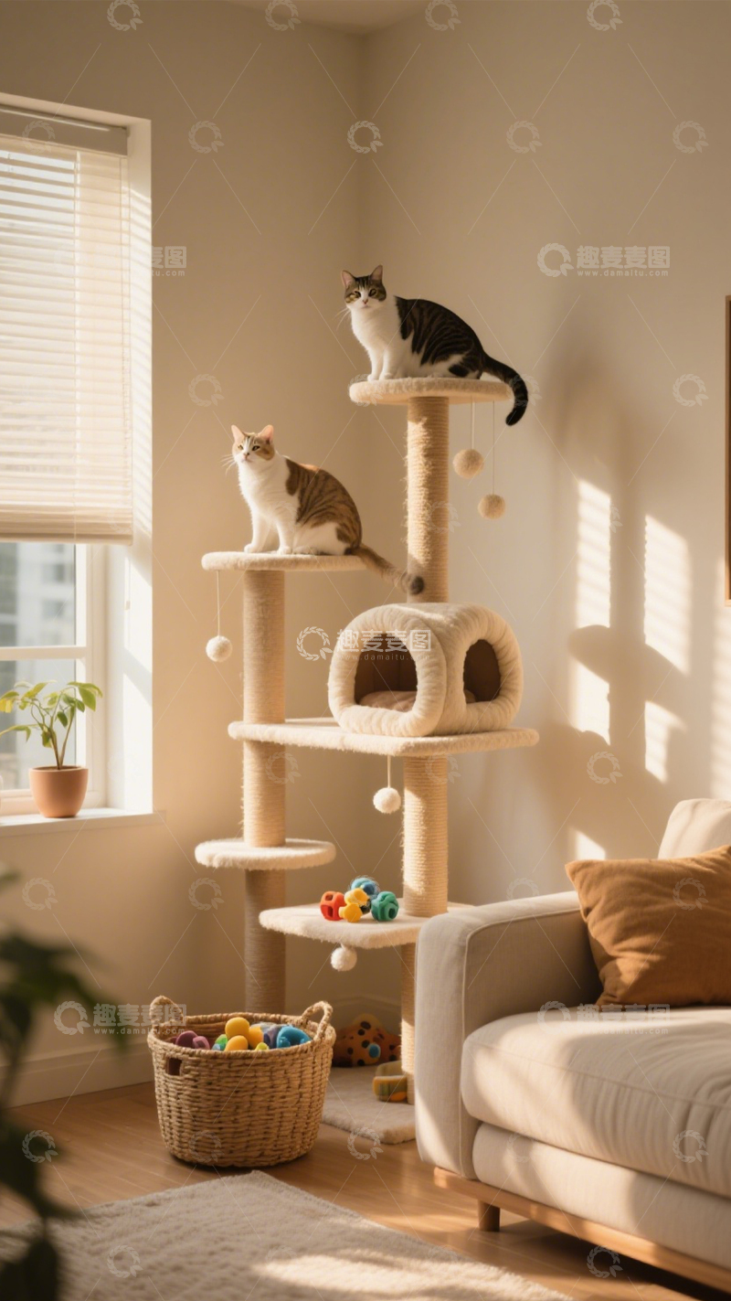 高清大图下载【趣麦麦图】治愈系猫咪阳光客厅1