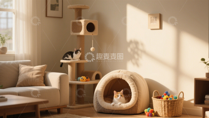 高清大图下载【趣麦麦图】治愈系猫咪阳光客厅2