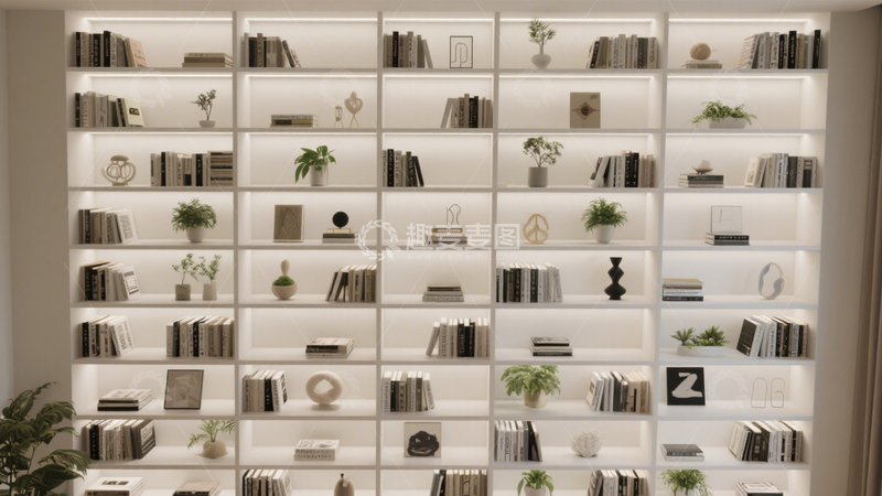 高清大图下载【趣麦麦图】现代简约嵌入式书架2