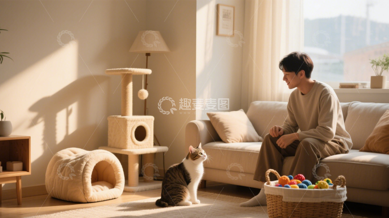 高清大图下载【趣麦麦图】治愈系猫咪阳光客厅