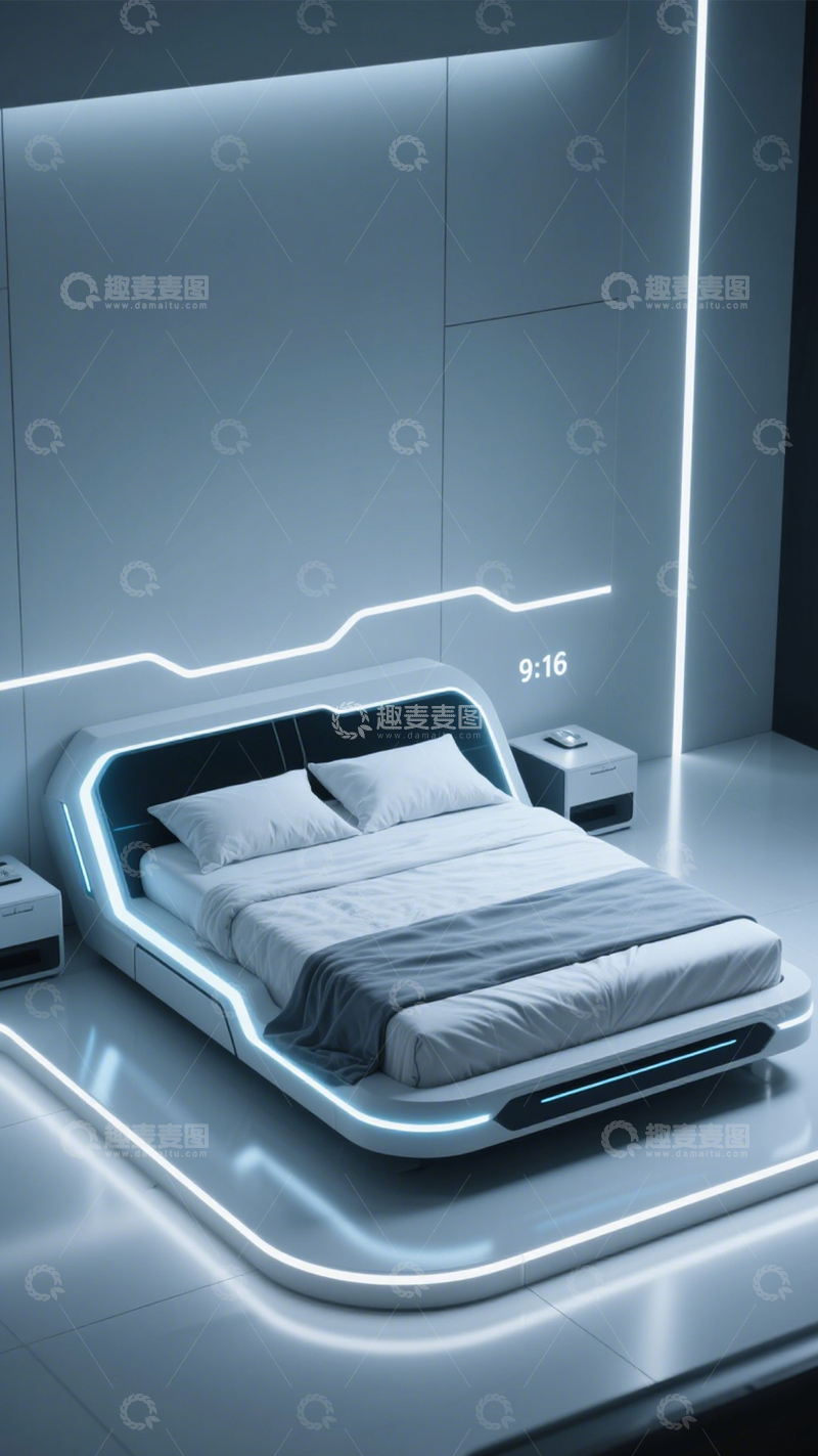 高清大图下载【趣麦麦图】科技未来感智能卧室1