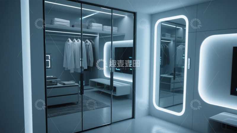 高清大图下载【趣麦麦图】科技未来感智能衣帽间1