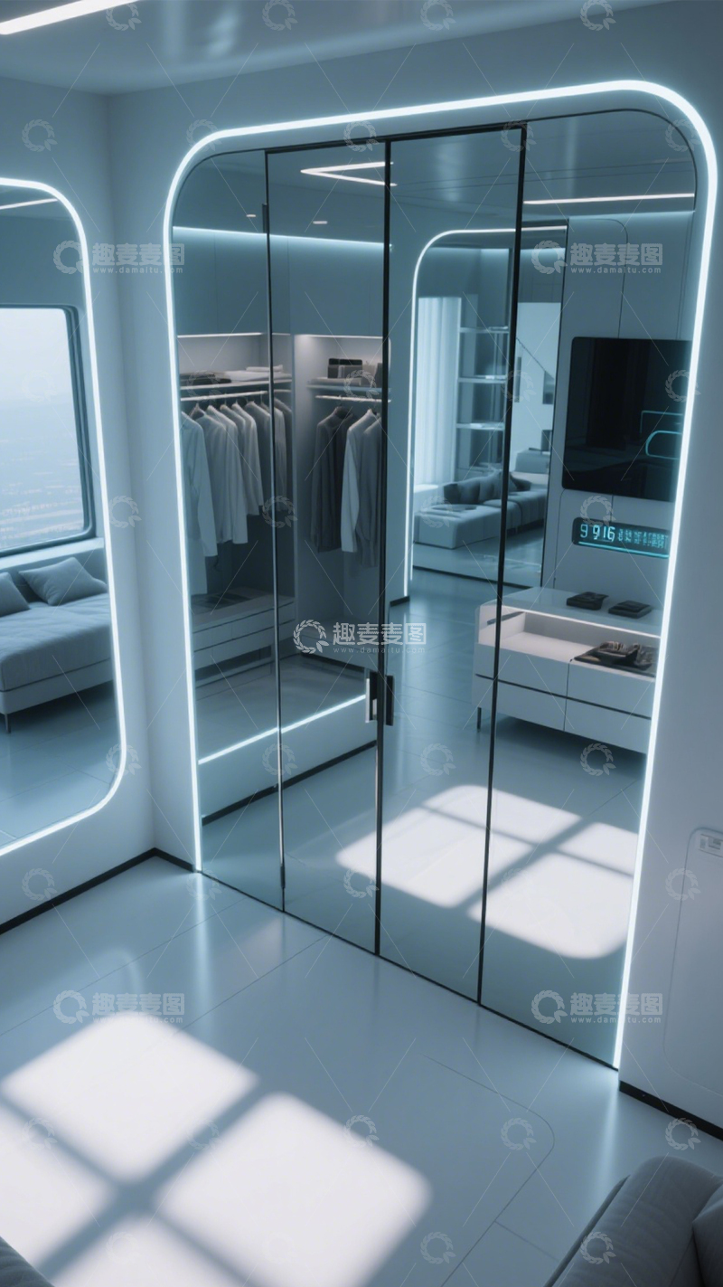 高清大图下载【趣麦麦图】科技未来感智能衣帽间