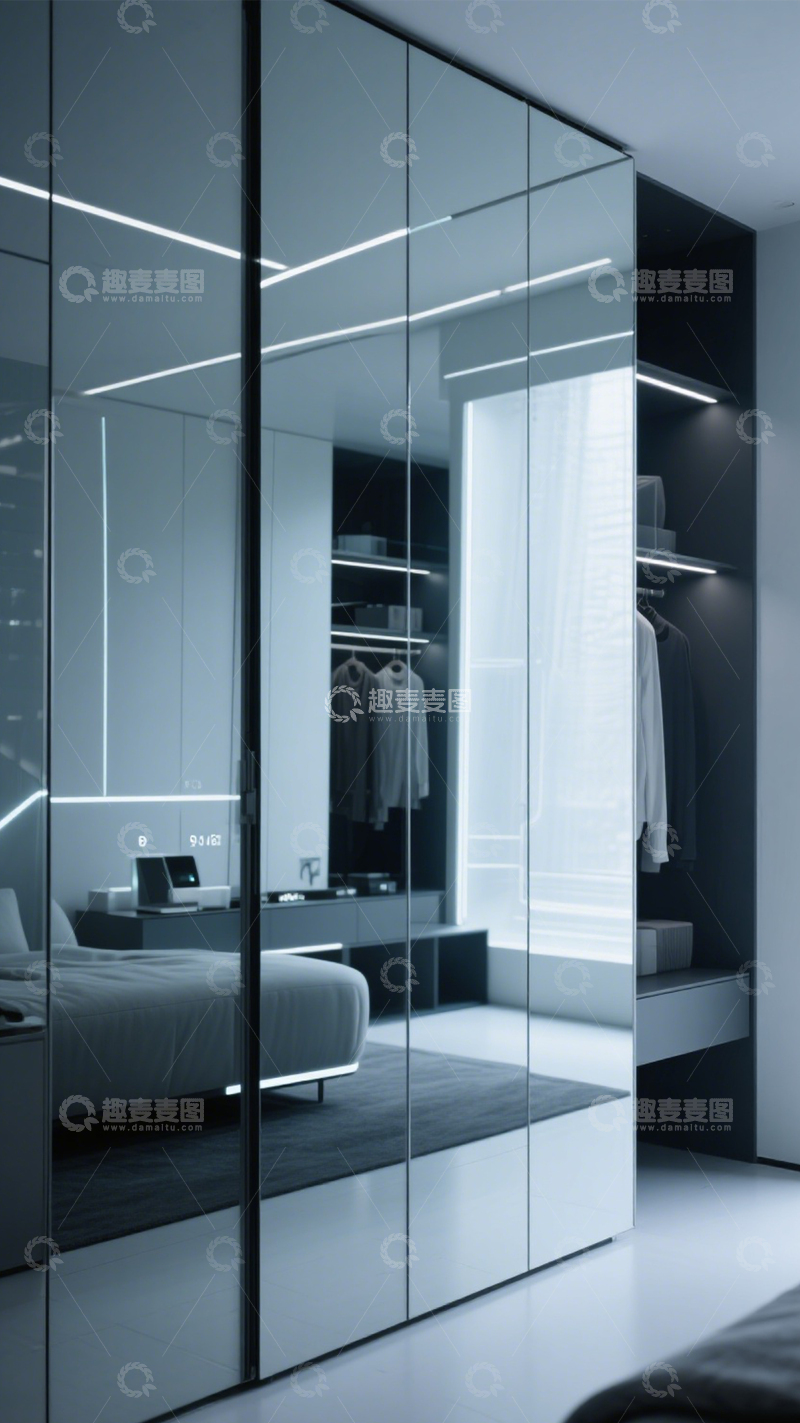 高清大图下载【趣麦麦图】科技未来感智能衣帽间2