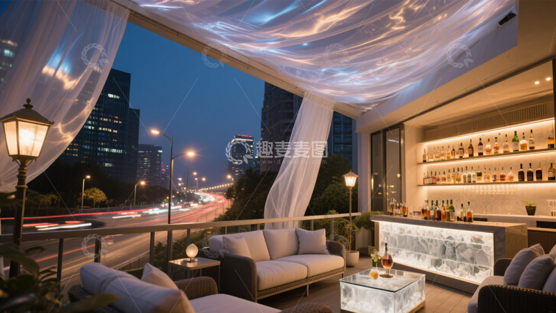 高清大图下载【趣麦麦图】都市夜景休闲露台2