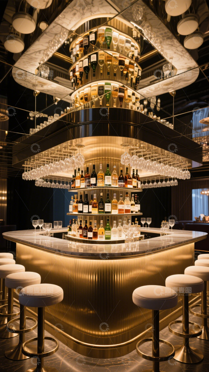 高清大图下载【趣麦麦图】奢华多层酒架酒吧1