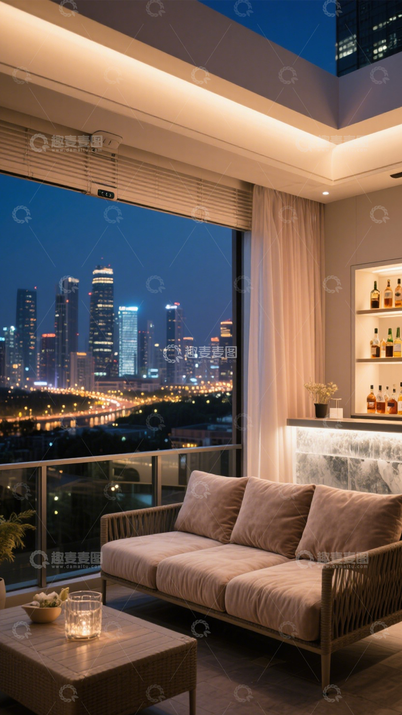 高清大图下载【趣麦麦图】都市夜景休闲露台1