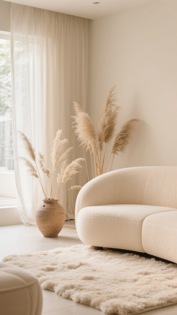 奶油风蒲苇弧形沙发客厅1