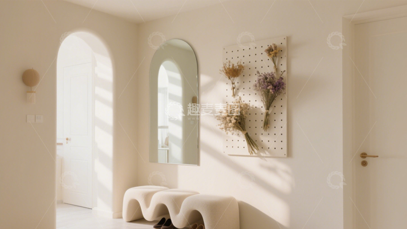 高清大图下载【趣麦麦图】简约干花拱门玄关1