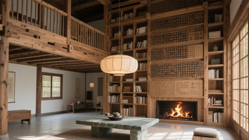 新中式木质书架书房3