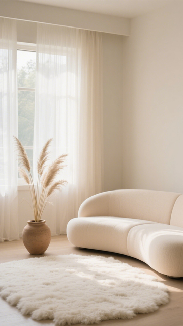 奶油风蒲苇弧形沙发客厅