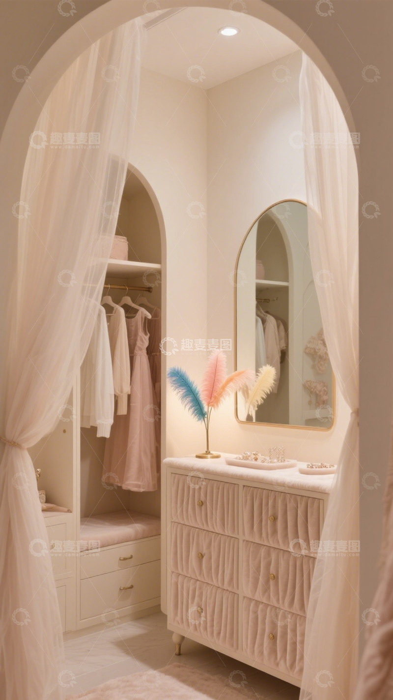 高清大图下载【趣麦麦图】粉色系公主风衣帽间1