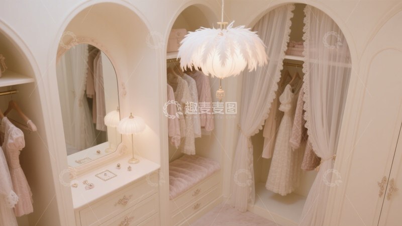 高清大图下载【趣麦麦图】粉色系公主风衣帽间2