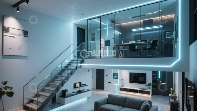 高清大图下载【趣麦麦图】赛博朋克 loft 挑高空间2