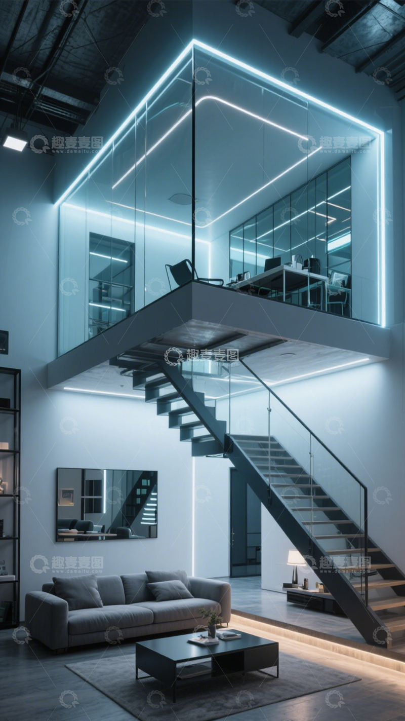 高清大图下载【趣麦麦图】赛博朋克 loft 挑高空间