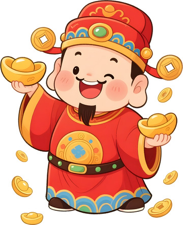 卡通财神元宝插画2