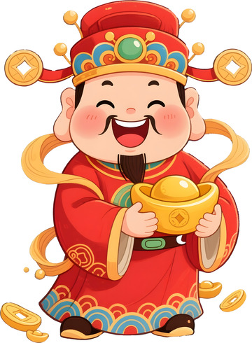 卡通财神元宝插画1