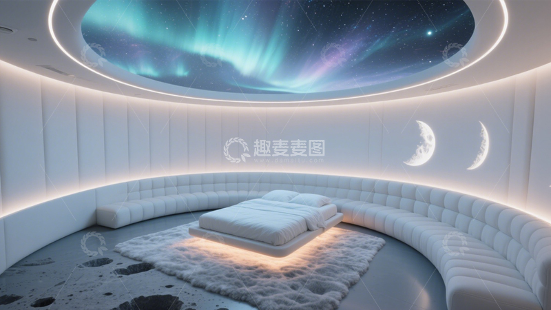 高清大图下载【趣麦麦图】宇宙景观太空舱卧室