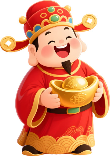 卡通财神元宝插画