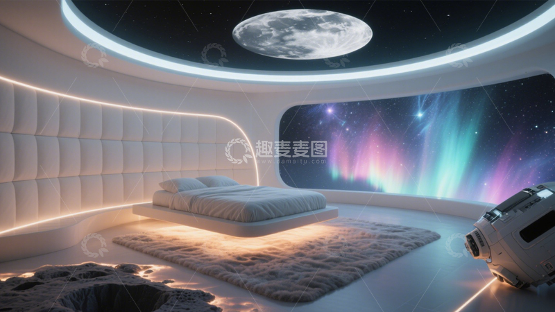 高清大图下载【趣麦麦图】宇宙景观太空舱卧室2