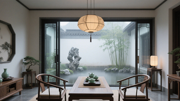 新中式园林借景茶室3