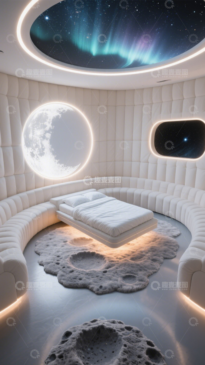 高清大图下载【趣麦麦图】宇宙景观太空舱卧室1