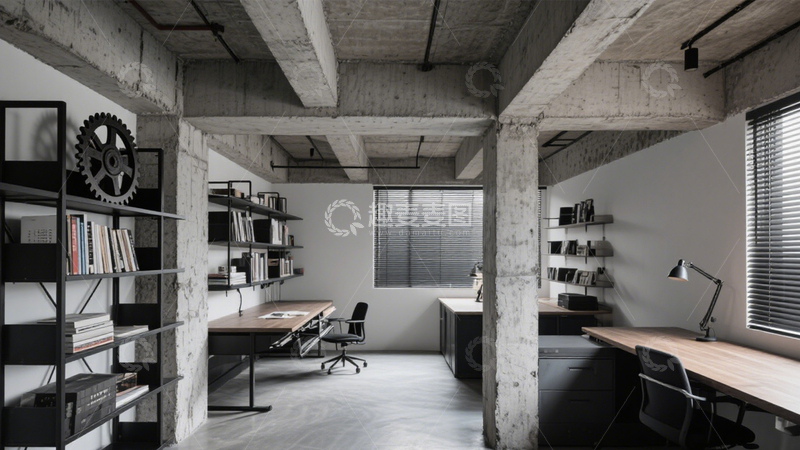 高清大图下载【趣麦麦图】工业风水泥柱办公空间