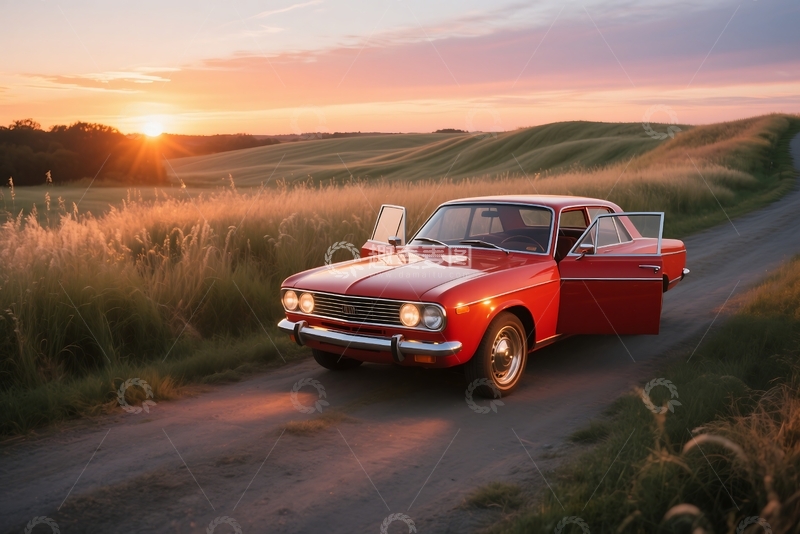 高清大图下载【趣麦麦图】背景是日落时美丽的野草 