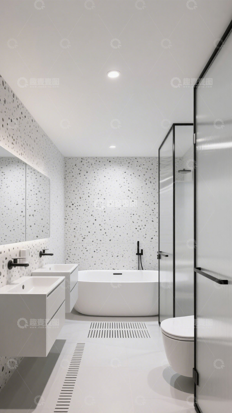 高清大图下载【趣麦麦图】极简水磨石浴室空间2