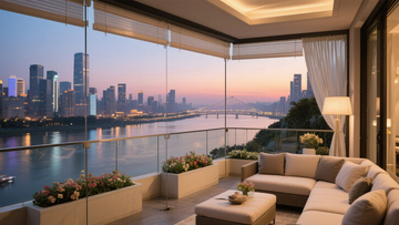 江景弧形玻璃露台