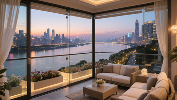 江景弧形玻璃露台1