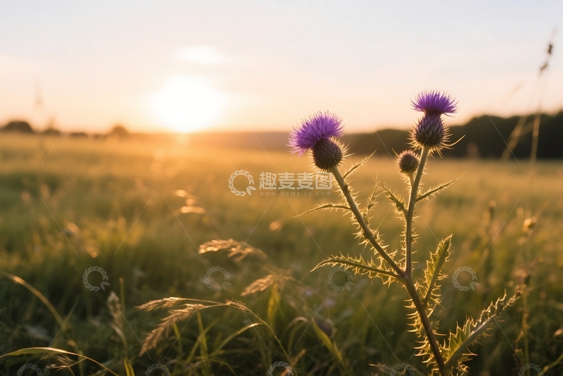 高清大图下载【趣麦麦图】草地上的蓟 