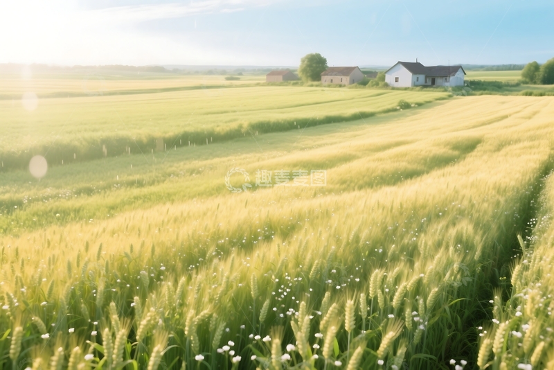 高清大图下载【趣麦麦图】谷雨立夏节气，田野上扬花的小麦 
