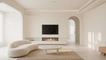 奶油风弧形门洞客厅1