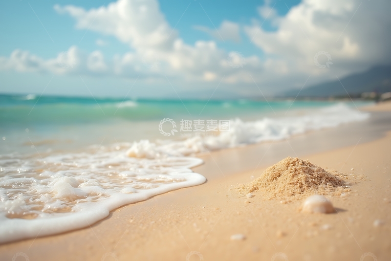 高清大图下载【趣麦麦图】饱和的沙子和海洋景观 