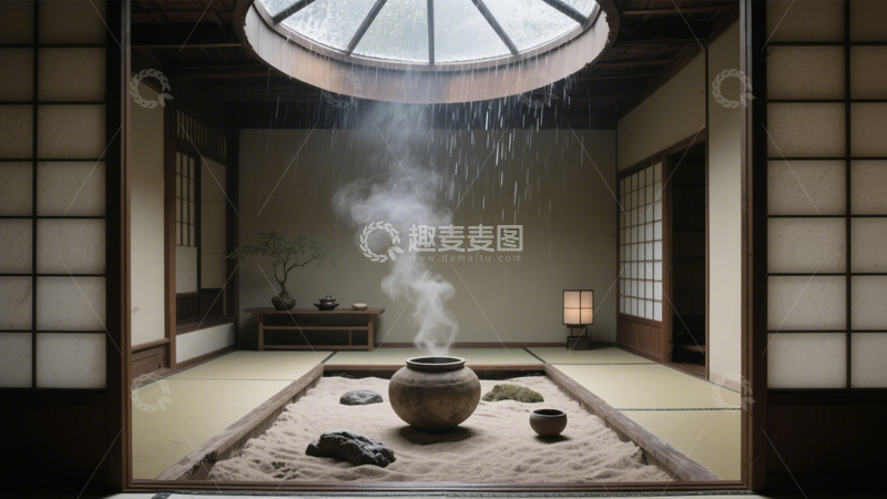 高清大图下载【趣麦麦图】日式禅意天窗茶室1