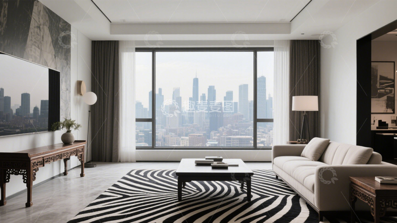 高清大图下载【趣麦麦图】都市全景窗观景客厅2