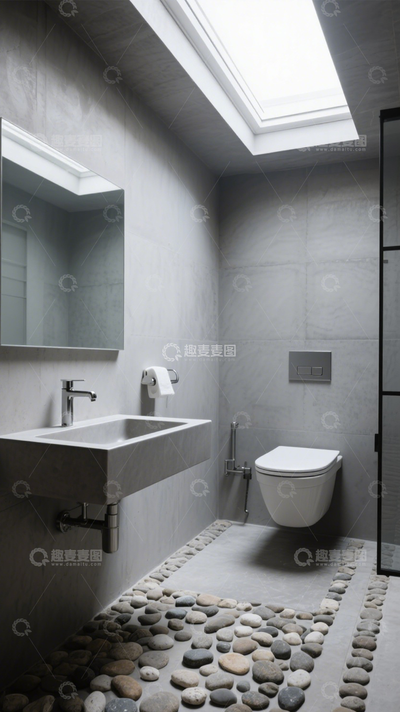 高清大图下载【趣麦麦图】工业风阁楼天窗卫浴3