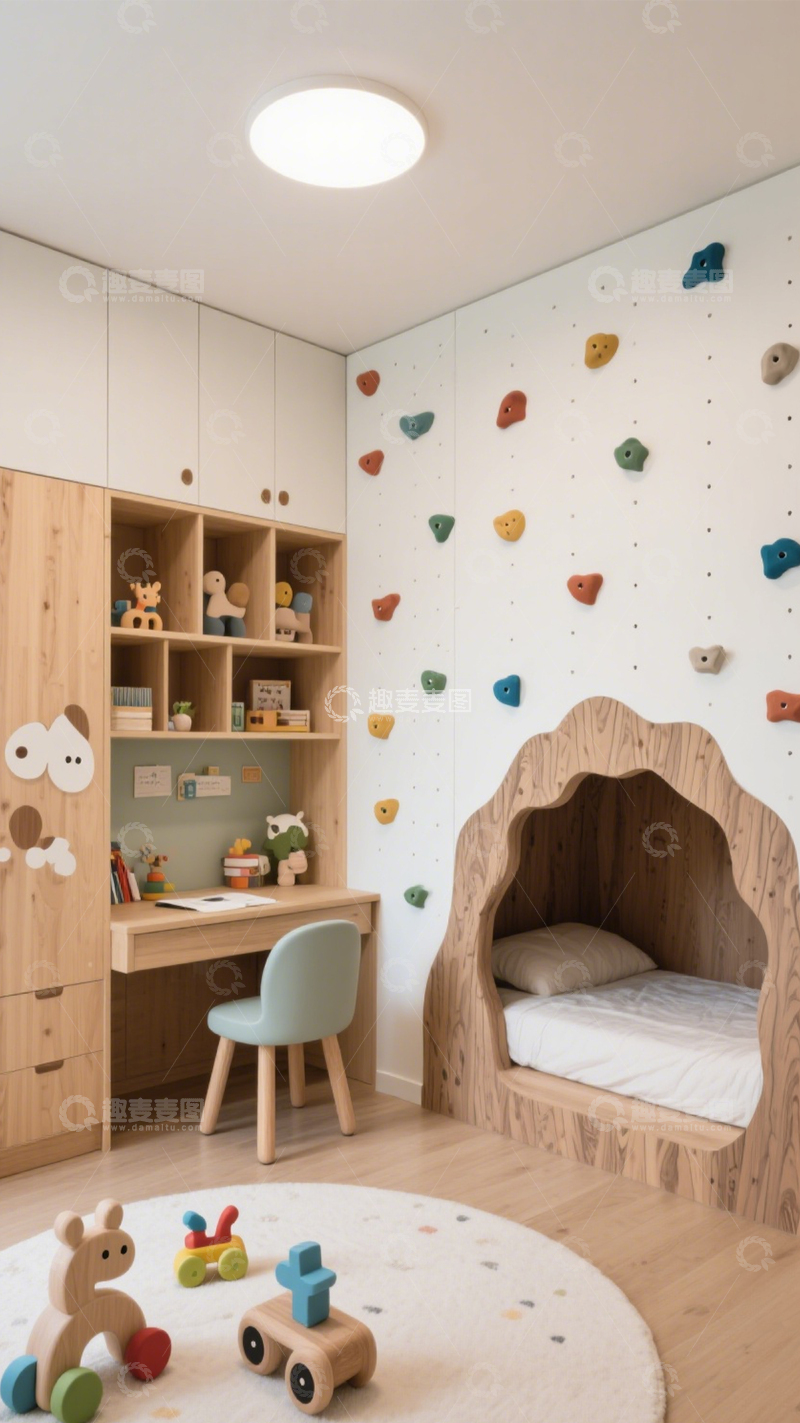 高清大图下载【趣麦麦图】童趣原木树屋儿童房2