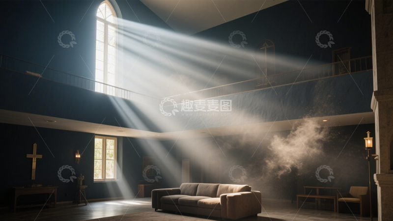 高清大图下载【趣麦麦图】光影哥特窗教堂空间1