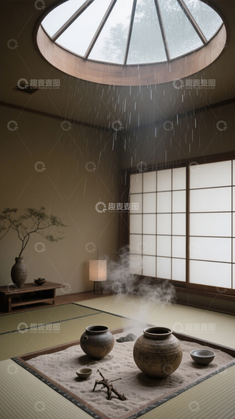 高清大图下载【趣麦麦图】日式禅意天窗茶室