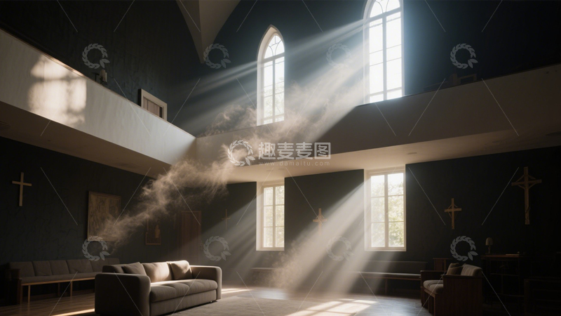高清大图下载【趣麦麦图】光影哥特窗教堂空间2
